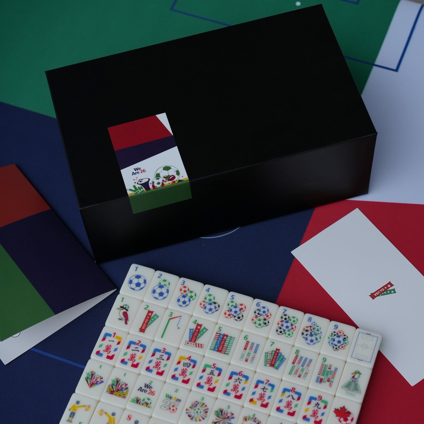 Mahjong Tiles Set,2026 North America Soccer Theme,Sport Redefined in Jade & Ivory