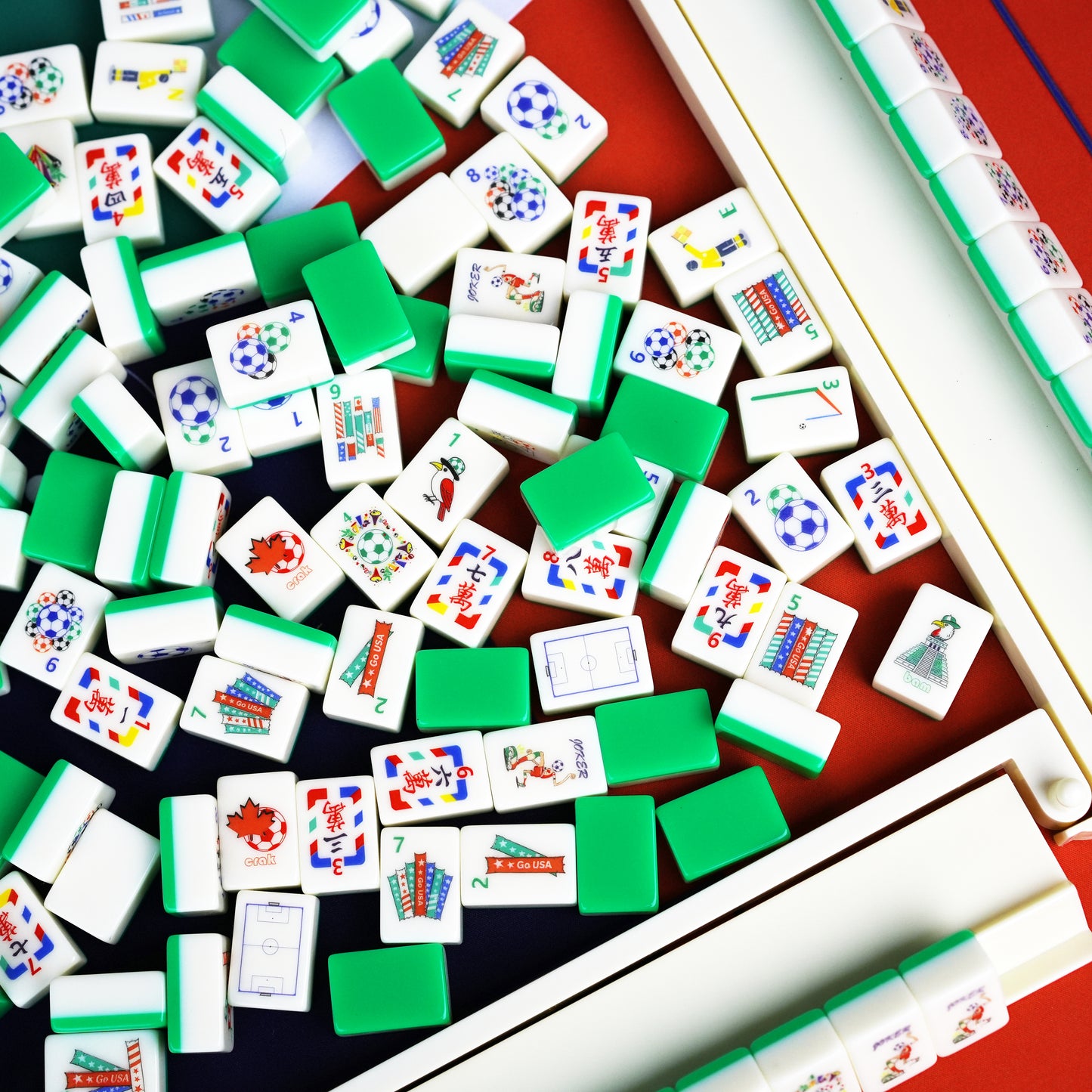 Mahjong Tiles Set,2026 North America Soccer Theme,Sport Redefined in Jade & Ivory