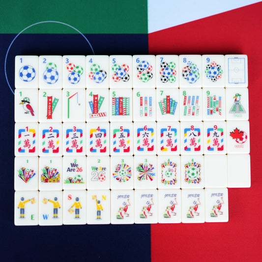 Mahjong Tiles Set,2026 North America Soccer Theme,Sport Redefined in Jade & Ivory